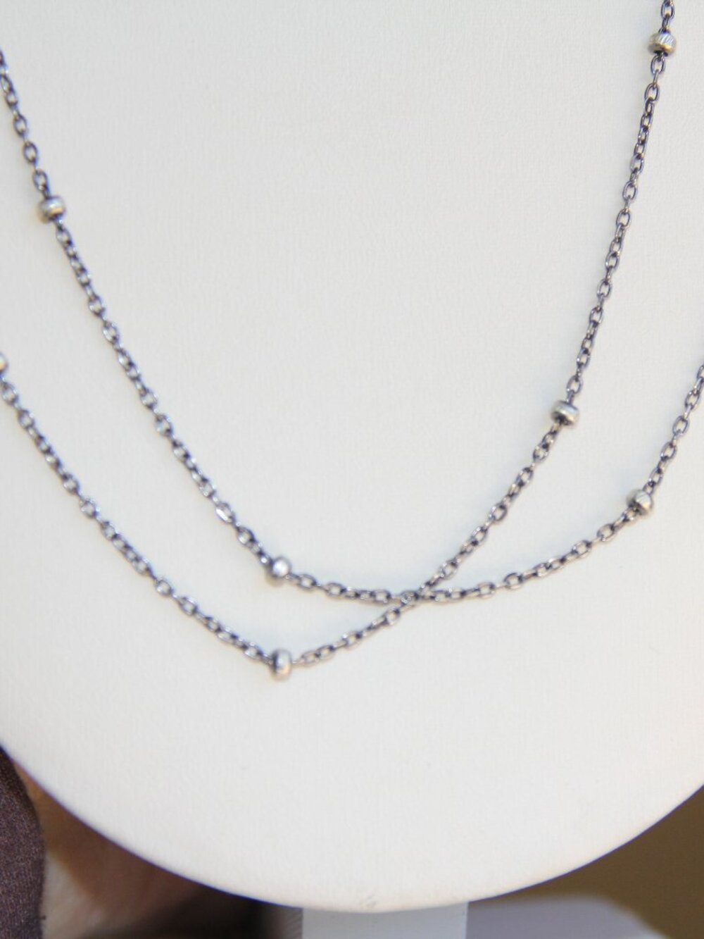 Oliver Smith Sterling Silver Double Strand Chain with Sterling Silver Beads